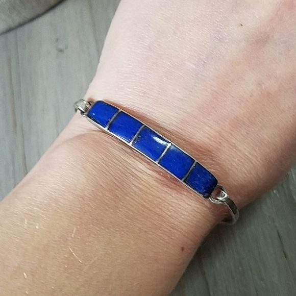 Lapis / blue stone sterling bracelet
